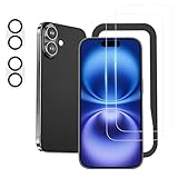 NIMASO ガラスフィルム (2枚) + カメラフィルム (2枚) iPhone 16 用 強化ガラス 保護フィルム ガイド枠付き カメラ