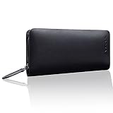 長財布 大容量 VISOUL® イタリアレザー　高級　本革 ラウンドファスナー　icカード収納　コインケース　チャック　outdoor　メンズ　レディース 人気　(ブラック)