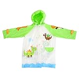 HAOUN 子供レインコート　レインポンチョ　レインウェア　かわいい　恐竜パターン　インフレータブルキャップ　通気性　グリーンL