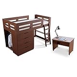 LOWYA （ロウヤ） ベッド システムベッド ハンガーラック 引出し4杯 本棚 デスク キャスター付 すのこ シングルベッド ロフトベッド ブラウン 新生活