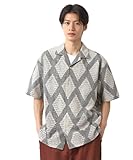 [ ザショップティーケー ] カジュアルシャツ ダイヤ柄プリント半袖シャツ【洗濯機OK/オーバーサイズ】 61683300 メンズ アイボリー(404) 03(L)