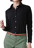 [LEONIS SHIRTS & FAVORITES] 楽々ストレッチ！お手入れ簡単なスマートベーシック シャツブラウス 長袖 ブラック S ［32441］