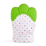 SIEGES ベビー用手袋 歯がため ミトン おもちゃ 食品級シリコン おしゃぶり 赤ちゃん 新生児 出産祝い 新生児 贈り物 3~18ヶ月 一個入り (グリーン)