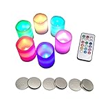 本物の蝋 無火炎 無煙 LEDキャンドル定時機能6点セット 本物そっくりの炎リアルワックス製バニラの香り タイマーとリモートコントロールで色が変化