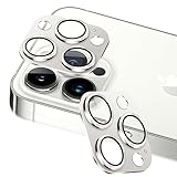 【2枚セット】 対応 iPhone 13 Pro/iPhone 13 Pro Max カメラフィルム 保護カバー (2枚) アルミ合金製＋AR高透過率強化ガラス レンズ全面保護 対応 アイフォン13プロ/アイフォン13プロマックス レンズフィルム 強化カメラ保護フィルム 黒縁取り 露出オーバー防止 全面吸着 高透過率、硬度9H、スクラッチ防止、飛散防止、指紋・汚れ防止、気泡ゼロ（シルバー）【FAMROLLS正規品】
