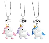 Tmrow ペンダントネックレスレインボーユニコーン Best Friends Forever 友達ネックレスセットかわいいユニコーンのジュエリーギフト