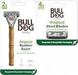 ブルドッグ Bulldog 5枚刃 オリジナル バンブーホルダー 替刃2コ付 ＋ オリジナル 替刃（４コ入） 髭剃り カミソリ