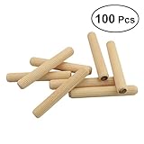 OUNONA 200pcs木製ノックピンキャビネット引き出しラウンド溝付きツイルと斜角付きロッド