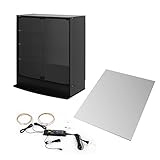 【福袋】【地球家具】コレクションラック「ワイド」新シリーズセット 幅83cm 奥行39cm 【正規品】[鍵付きコレクションケース] [耐震]（開き戸 ロータイプ本体+背面ミラー1枚+LEDセット） ブラック