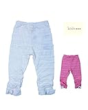 【子供服】 kids zoo (キッズズー) 裾りぼん付リップルボーダーレギンス 70cm～95cm W27002