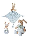 Mousehouse Gifts Little Bunny Rabbit 3 Piece Nursery Plush Gift Set Soft Toy Comfort Blanket & Rattl