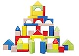pidoko Kids 100-piece Wooden Stacking and Building Blocks Toy Set with Carryingコンテナfor Toddlers Pres