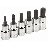 6 Piece 3/8 Drive SAE Hex Bit Socket Set Chrome Vanadium Steel High Visibility by Pittsburgh