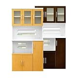 大容量キッチン収納庫 ９０ｃｍ幅 ツートンカラー食器棚 ２口コンセント付き レンジラック (ダークブラウン)