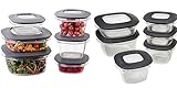 ' Rubbermaid Premier 22-piece Food Saverストレージコンテナセットwith Easy Find Lids、クリスタルクリアコンテナ – ウルフグレー蓋'
