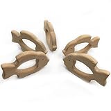 Kissteether 10pcs 手作りの木製のTeether金魚ペンダントオーガニックナチュラルブナ木製のおもちゃの手カット動物DIYジュエリーアクセサリーを作る (木の色 10pcs)