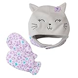 Jumping Beansトドラーガールズ裏地フリースビーニー&ミトンセット – Kitty – 2t-4t