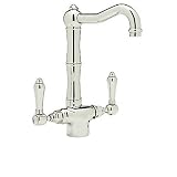 Rohl A1680LMPN-2 Country Kitchen Single Hole Bar Faucet in Polished Nickel with Metal Levers and 6-1