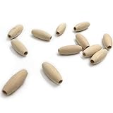Kissteether 100pcs 木製のテザー 25mm * 10mm（0.98 '' * 0.39 ''）Ecofriendlyライスビーズボールストライプ型DIYアクセサリービーズ授乳玩具 (