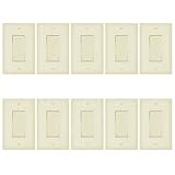 Decoratorロッカーライトスイッチと壁プレートby Enerlites 15 A、10パックSmoothパドルスタイルon / off Single Pole 10 Pack 91150-IWP