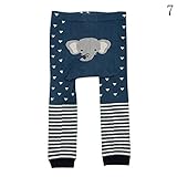 Nice Days（ナイス　ディズ） キッズ用 レギンス ベビースパッツ 春秋 綿 ロングパンツ 女の子 ストレッチ スパッツ 着やせ かわいい 動物柄 (S, 象)