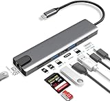 E-FINDS ハブ USB C ハブ HUB HDMI出力 USB3.0ポート カードリーダー SDカード micro SDカード VGA 有線LAN オーディオ 100WPD出力対応 4K対応 ディスプレイ2台出力可能 10ポート ドッキングステーション タイプc ハブ usb-c hub (8in1 1台)