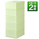 《2個セット》 収納ケース PLUST MILKY（プラスト ミルキー）FR3405 ５段 幅34×奥行45×高さ93.8cm (グリーン(GR))