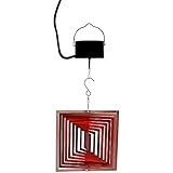 Sunnydaze 6インチ3d反射Square Wind Spinner withフック – 使用可能なオプション With Corded Electric Motor レッド SHE-584-70