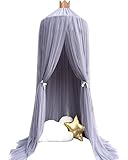 Iwotou モスキートネット 蚊帳 ベッド天蓋 キッズテント キッズ用寝具 遊び お子さまへの読み聞かせ ラウンドレースドーム型ネットカーテン、ベビー 男の子と女の子 ゲームハウス ブルー ITCP