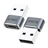 BOMIE USB Type-C 変換アダプタ 2個セット PD/QC2.0 急速充電 480Mbpsデータ転送 Type-C (メス) to USB 2.0 (オス) 変換アダプタ 超小型 OTG対応 アルミ合金外殻 Pad Pro,Phone 17/16/15 Pro Max,Ga-laxy,Xp-eria,USB イヤホン,スマートフォン、タブレット、ノートパソコンなど機器対応 グレー