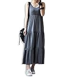 hanano マタニティ マキシ ロング ワンピース マタニティー 服 楽ちん ワンピ レッド フリーサイズ (グレー)