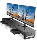 Meatanty デュアル モニター台 引き出し pc モニタースタンド パソコン台 ディスプレイ台 USB 3.0/2.0 データ転送 机上台 スチール製 USBバージョン 幅100cm