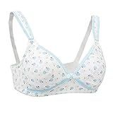 Fenteer マタニティブラ　授乳ブラ　睡眠ブラジャー　サポート　前開け　ノンワイヤー　コットン　調節可能　通気性　全２色５サイズ - 青, 75B 75C