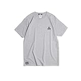 ファッションメンズベーシックコットンダブルステッチ半袖Tシャツ（グレー）