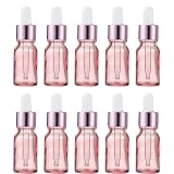 Riblind スポイト付き遮光瓶 20ml 10本セット 詰め替え用 アロマ・オイル対応 小型ガラス容器 ピンク