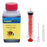 HP用 マゼンタ （染料） 詰め替え 互換インク superInk 100ml （全機種対応） + 手袋1組 + 10ml注入器 + 針 + キャップ