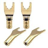 TIGRE BLANC Yラグ端子 スピーカー端子 スピーカープラグ Y型プラグ 無半田 純銅 銅製 導電性 24K 金メッキ