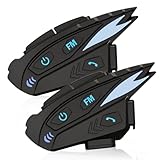 バイク インカム 2人同時通話 Shark 最大通信距離1000m DSP&CVC機能搭載 ヘルメット用インカム Bluetooth 5.1 連続28H時間 IP65防水 音楽共有 FMラジオ 操作簡単 自動ペアリング バイク用通信機器 技適認証済み 日本語/英語音声案内取扱 (２パックセット)