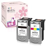Delightcolor Canon (キャノン)用BC-90 BK 増量＋BC-91 カラー 増量 2個セット 残量表示付 BC70 BC71 再生インク 【対応機種】PIXUS - (MP470 MP460 MP450 MP170 iP2600 iP2500 iP2200 iP1700)