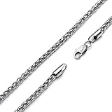 AmyRT ウィートチェーンネックレス チタンスチール製ジュエリー 男女兼用 シルバーカラー 幅3mm 長さ16～30インチ 24"