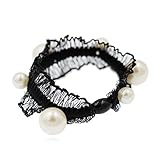 パールヘアリングラバーバンドヘッド韓国のヘアアクセサリー - ブラックレース