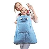 JUSH 抱っこひも　ベビーカーカバー　お出かけ用　ママコート　べビーブランケット　　マルチ防寒カバー　はっ水素材　防風　 (ブルー)