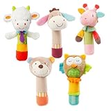 Cartoon Stuffed Animal Baby Soft Plush Hand Rattleおもちゃ幼児Dolls Squeaker Sticks for Toddlers