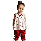 Domybest子供服　キッズ服　セットアップ 女の子　ガールズ　キッズTシャツ 半袖Tシャツ　トップス+クロップドパンツ　上下 2点セット チュニック　ハート柄　蝶結び　 女の子　カジュアル　お出か