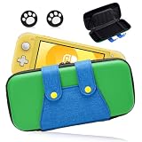 Wスナップ SWITCHケース Green Switch Lite専用 スイッチ ケース 保護 収納 防塵 防水 耐衝撃 カード10枚 小物収納 (Switch Lite専用,Green)