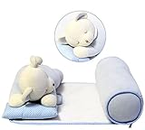 【tshop】 ベビー枕 寝相 修正 向き癖 防止クッション 調整可能 安心 【ブルー 熊】