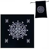 Copeflap タロットクロス ベルベット タロットカード 占い 敷物 ポーチ付き 50x50cm (黒（星座）)