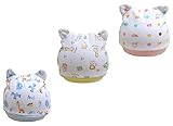 ベビーオーガニックコットン 赤ちゃん帽子 新生児用(0~3カ月)帽子 耳の形ボウシ 3枚セット