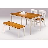 ダイニングテーブルセット 4点セット ホワイト 白 ライトブラウン 木製 カントリー風 四人用