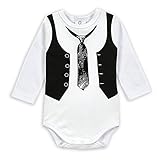 Mum's Nest ベビー服 ロンパース 半袖ボディースーツ カバーオール 男の子 ネクタイプリント 肌着 綿100% (0-3ヶ月)
